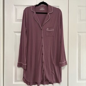 Preppy Victoria's Secret Mauve Button-Down Sleep Shirt Large Modal Blend